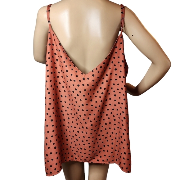 ASOS spaghetti strap blouse. Terracotta orange black polka dot. Plus Size 20 - Picture 9 of 13